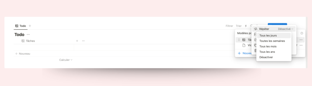 Comment créer des tâches récurrentes dans une base de données type To do