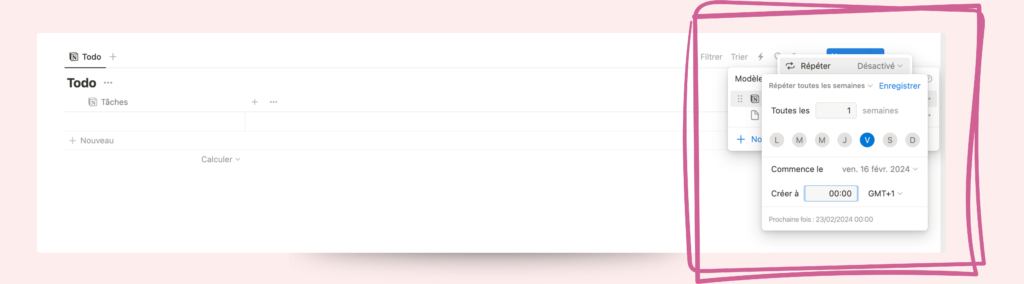 Comment créer des tâches récurrentes dans une base de données type To do